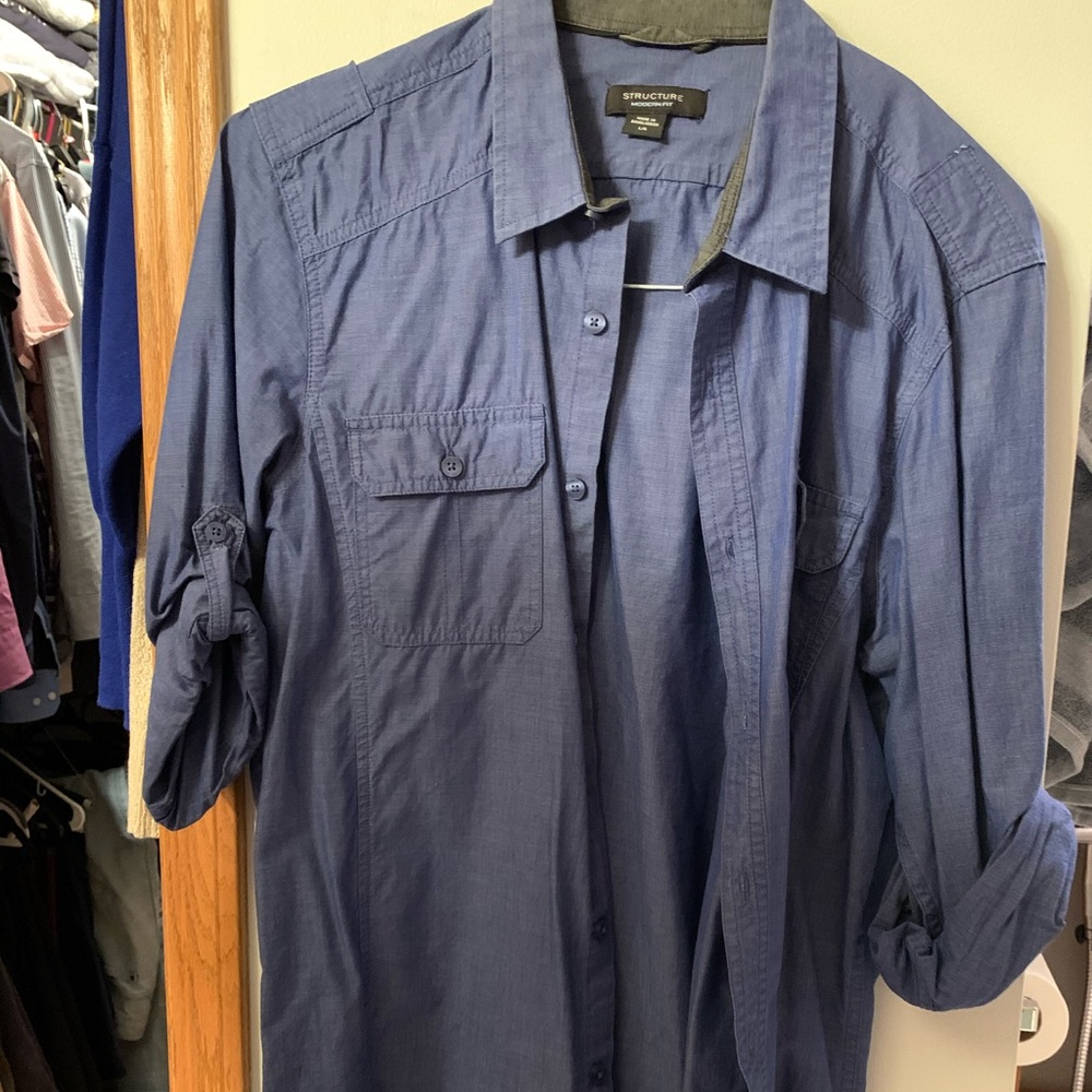 Structure blue-gray casual button up
